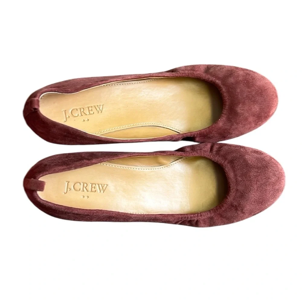 J. Crew Plum Purple Cece Suede Leather Ballet Flats Slip-On Hidden‎ Wedge 6.5